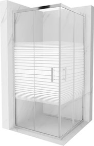 Mexen Rio cabina doccia quadrata 90 x 90 cm, fasce bianche, cromata - 860-090-090-01-20