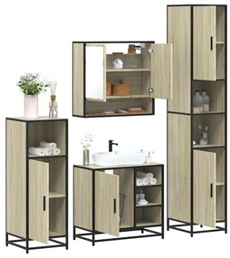Set Mobili Da Bagno 4 Pz Rovere Sonoma İn Legno Multistrato /