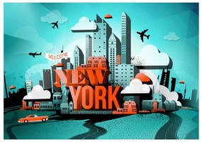 Fotomurale  Welcome New York  Colore Nero, Dimensioni e Misure 350x245