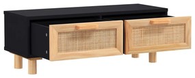 Tavolino nero 80x40x30 cm legno multistrato e massello di pino