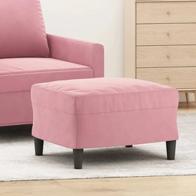 Poggiapiedi Rosa 60x50x41 Cm İn Velluto /