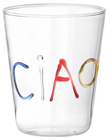 Bicchiere scritta Ciao in vetro borosilicato, da 380 ml