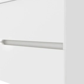 Mobile bagno sospeso 80 bianco lucido con lavabo e specchio LED Eva