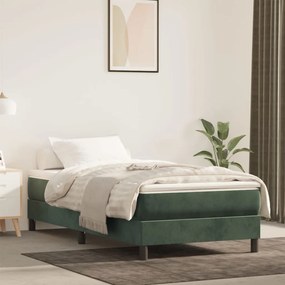 Materasso A Molle Verde Scuro 100x220x20 Cm İn Velluto /