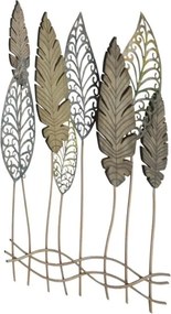 Pannello Decorativo In Ferro E Legno Foglie 75x2,5x87 Cm Oro E Argento Ver.C