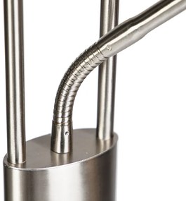 Lampada da terra moderna in acciaio e vetro con braccio di lettura incl. LED - Divine