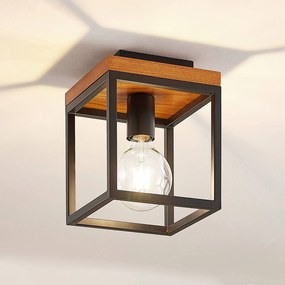 Plafoniera soffitto Miravi Lindby, dimmerabile, Nero, Soggiorno / Sala da pranzo, Legno, Moderno, Plafoniera