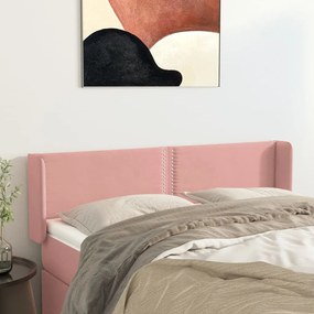 Testiera Ad Orecchio Rosa 147x16x78/88 Cm İn Velluto /