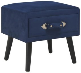 Comodino Blu 40x35x40 Cm İn Velluto /