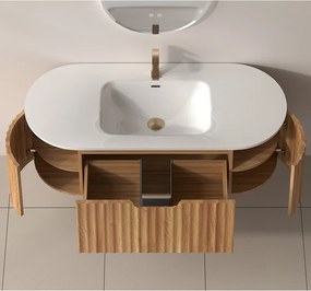 Mobile bagno curvo 120 cm cannettato con lavabo integrato | KAM-NORTH-P120 - KAMALU