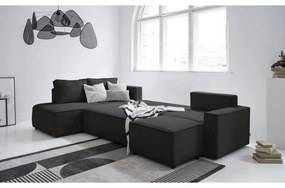 Divano letto angolare in velluto a coste color antracite Brave Dave - Miuform