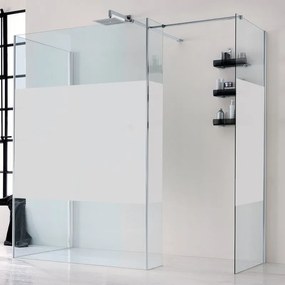 Box doccia walk-in Wens, vetro serigrafato 6 mm, H 200 cm, profilo cromo