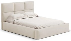 Letto matrimoniale imbottito beige con contenitore con rete inclusa 200x200 cm Libera – Windsor &amp; Co Sofas