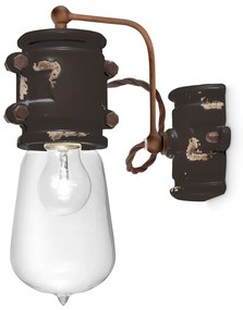 Applique Vintage Urban Ferro E Ceramica Nero 1 Luce E27 22Cm