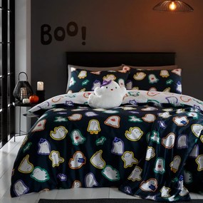 Coperta nera in micropile a tema Halloween 130x170 cm Halloween Ghosts – Catherine Lansfield