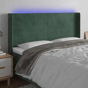 Testiera A Led Verde Scuro 163x16x118/128 Cm İn Velluto /