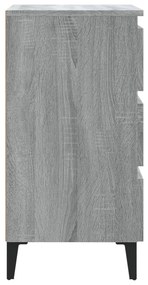 Comodini con gambe in metallo 2 pz grigio sonoma 40x35x69 cm