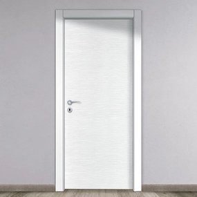 Porta interna a battente Louvre in MDF verniciato colore bianco, L 80 x H 210 cm, apertura a destra