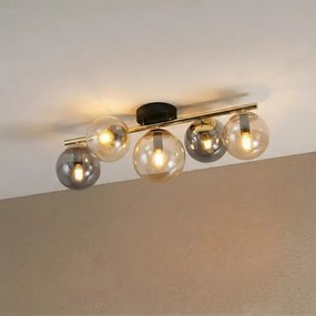 Lampadario a plafone AURIS 5xE14/15W/230V oro/nero fumé/beige