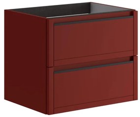 Mobile da bagno sospeso sotto lavabo L 59.5 x H 50 x P 45.5 cm rosso opaco, 2 cassetti TRATTO