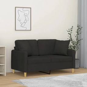 Divano A 2 Posti Con Cuscini Nero 120 Cm İn Tessuto /