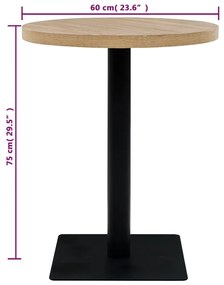 Tavolo Bistrot in MDF e Acciaio Rotondo 60x75 cm Colore Rovere