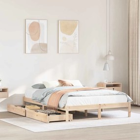 Letto Senza Materasso 140x200 Cm İn Legno Massello Di Pino /