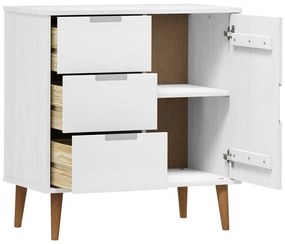 Credenza MOLDE Bianca 76,5x40x80 cm in Legno Massello di Pino