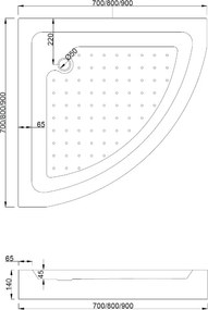 Mexen Rio piatto doccia semicircolare 90 x 90 cm, bianco - 47109090