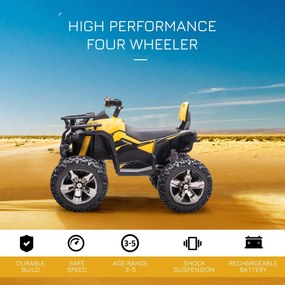 Quad per Bambini Elettrico 12V con Fari e Batteria Ricaricabile, Età 3-5 Anni, 100x65x73cm, Giallo...