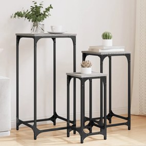 Tavolini Impilabili 3 Pz Grigio Sonoma İn Legno Multistrato /