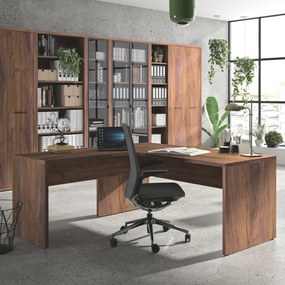 Scrivania Ufficio Angolare Pc Tavolo Porta Computer 2 Ripiani in Legno Rovere cm 159/138x68x74