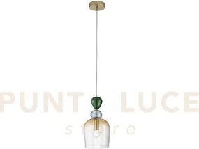 Lampadario a sospensione gaudi ambra e colori sfumati in vetro 1 lu...