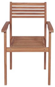 Sedie da Giardino Impilabili 8 pz con Cuscini Massello di Teak