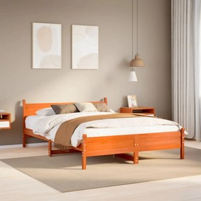 Letto Senza Materasso Marrone Cera 120x190 Cm İn Legno Di Pino /