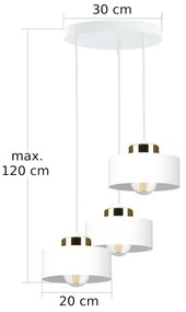Lampada a sospensione su cavo IGNIA 3xE27/60W/230V bianco