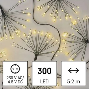 Catena luminosa di Natale 300 LED 5,2+3 m bianco caldo