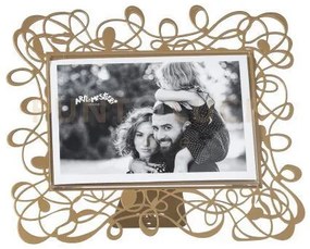 Portafoto di design scarabocchio piccolo orizzontale oro laccato in...