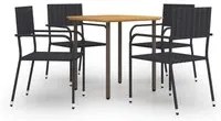 Set Mobili da Pranzo Giardino 5 pz in Polyrattan Nero 3072489