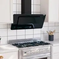 Cappa a Parete 90 cm in Acciaio Inox e Vetro Temperato Nero cod mxl 20641