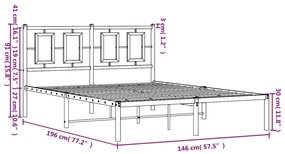 Giroletto con Testiera in Metallo Nero 140x190 cm