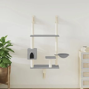 Albero Per Gatti Con Tiragraffi A Parete Grigio Chiaro 153 Cm /