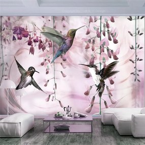 Fotomurale Flying Hummingbirds (Pink)