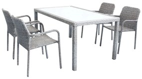 AXONA - set tavolo in wicker cm 150 x 90 con 4 poltrone Axona