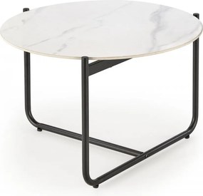 Tavolino da caffè Acuna effetto marmo bianco/nero - ø60/h40 cm