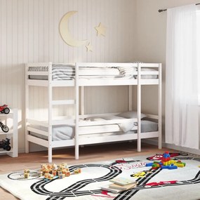 Letto A Castello Senza Materasso Bianco 90x190cm Massello Pino /