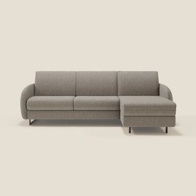 Ninfea Divano Letto Angolare con Penisola Contenitore e Materasso H18 cm - piedini in metallo e Tessuto impermeabile T03 talpa