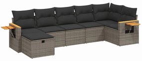 Set divani da giardino 7 pz con cuscini grigio in polyrattan