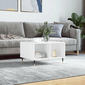 Tavolino Da Salotto Bianco 60x50x36,5 Cm İn Legno Multistrato /