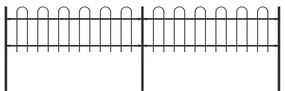 Recinzione Giardino Con Punta Tonda İn Acciaio 3,4x0,6m Nera /